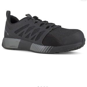 Reebok Work Fusion Black Gray Flexweave Men's Composite Toe Shoes Size 7.5W